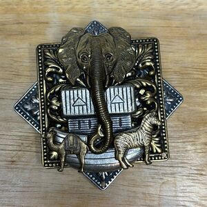 Vintage Folk Art Noah’s Ark Mixed Metal Elephant and Mixed Animals Money Clip